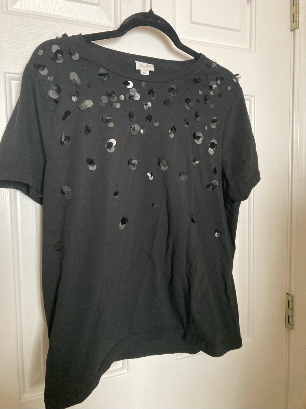 J. Crew Black Short-Sleeve Sequin Tee
